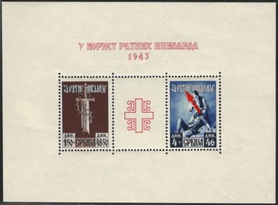 ** - D. Bes. Serbien - Block Nr. 3I - Stamps and postcards