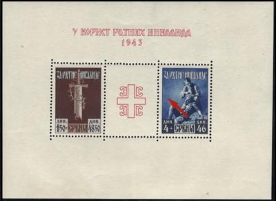 ** - D. Bes. Serbien - Block Nr. 3II - Stamps and postcards