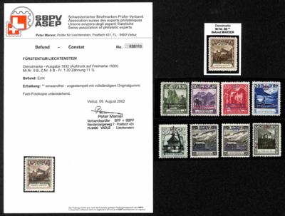 ** - Liechtenstein Dienstmarken Nr. 1 B/4 B, - Briefmarken und Ansichtskarten