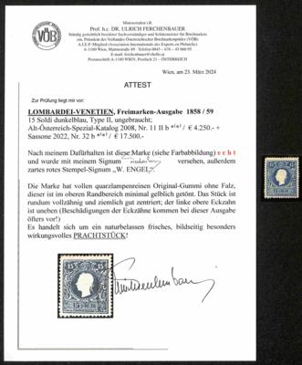 * - Lombardei Nr. 11 IIb dunkelblau, - Briefmarken und Ansichtskarten