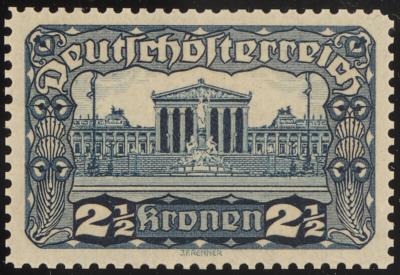 (*) - Österr. 1919 - 2 1/2 Kronen Parlament Farbprobe in Dunkelblau Linienzhg. 12 1/2 (ANK. 285 P), - Francobolli e cartoline