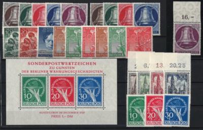 ** - Partie Berlin ab 1949 u.a. mit Bl. Nr. 1 ** (Unebenh.), - Stamps and postcards