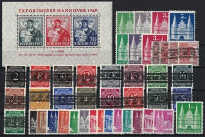 ** - Sammlung Bizone u.a. mit Nr. 52IDD/68IDD (DOPPELAUFDRUCK) gepr. Schlegel, - Briefmarken und Ansichtskarten