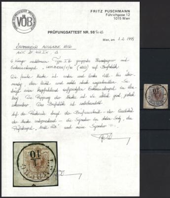 gestempelt - Österr. Nr. 4 H Ib mattbraun, - Briefmarken und Ansichtskarten