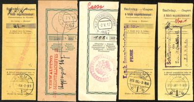 gestempelt/Poststück - Österr. Marine WKI - Partie Abschnitte mit interess. Truppenstempeln - Seeambulanzleitung Fiume (2), - Briefmarken und Ansichtskarten