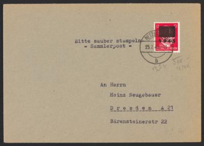 Poststück - D. Lokalsausg. 1945 - Netzschkau-Reichenbach (Sachsen) Nr. 8 Type IIb mit Ersttagsstpl. 25.7.45 nach Dresden, - Francobolli e cartoline