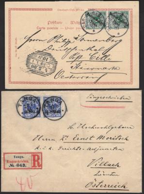 Poststück - Dt. Ostafrika 1896/1900 Rekobrief TANGA nach VILLACH und Ansicht DAR-ES-SALAAM nach CILLI, - Francobolli e cartoline