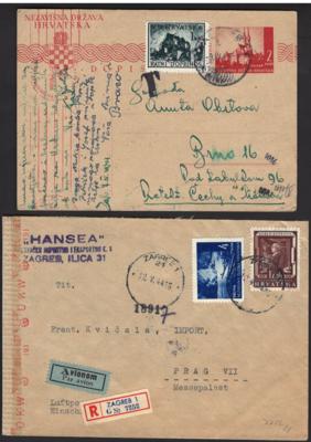 Poststück - Kroatien 11 Bedarfspostbelege aus 1941/ 1944, - Známky a pohlednice