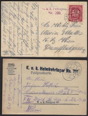 Poststück - Öst. Feldpost I. WK - Partie Briefe u. Karten mit Feld- u. Etappenpost - Nummernstempeln, - Stamps and postcards