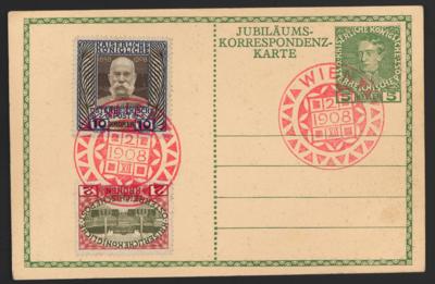 Poststück - Österr. 1908 - JubiläumsKorrespondenz - Karte zu 5 Heller mit 2 und 10 K mit rotem Jubiläumsstpl. (2.12.1908), - Briefmarken und Ansichtskarten