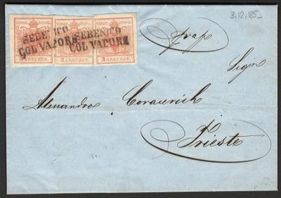 Poststück - Österr. Ausg. 1850 "SEBENICO/COL VAPORE", - Briefmarken und Ansichtskarten