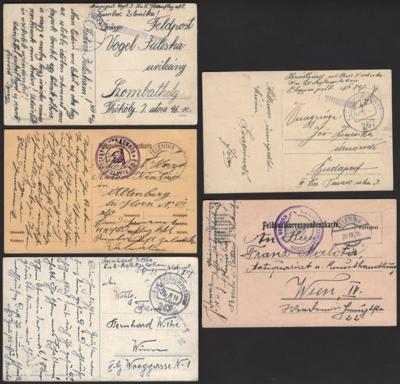 Poststück - Österr. Feldpost WK I - 5 Feldpostkarten ab der Seeflugstation KUMBOR, - Briefmarken und Ansichtskarten