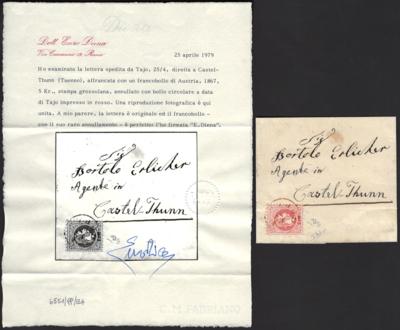 Poststück - Österr. Nr. 37 I auf Faltbriefhülle nach Castel - Thun, - Stamps and postcards