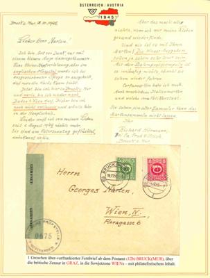 Poststück - Österreich/Steiermark außergewöhnliche Briefe aus den Endkriegstagen und unter der britischen Besatzung, - Briefmarken und Ansichtskarten