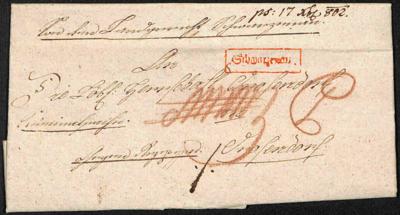 Poststück - Vorphila NÖ - ". Schwarzenau." - Kastenstempel in Rot auf Faltbrief nach Grafendorf aus 1802, - Stamps and postcards