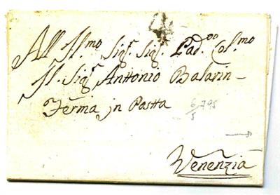 Poststück - Lombardei - 1795 vorphil. Brief von VERONA nach Venezia (Ferma in Posta), - Francobolli