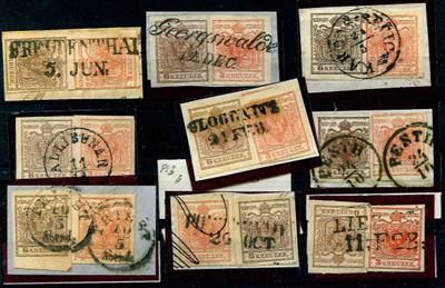 Briefstück - Österr. Ausg. 1850 - 8 Briefstück mit - Stamps