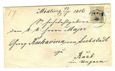 Poststück - Österr. Nr. 4 M auf gesiegeltem Kuvert mit blauem Einkreisstempel, - Stamps
