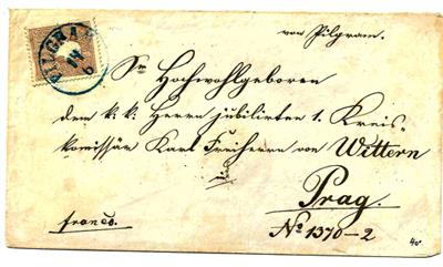 Poststück - Österreich Nr. 14 II auf Kuvert mit Einkreis gestempelt "PILGRAM 14/6 - Stamps