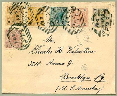 Poststück - Österr. Ausg. 1899 - Sechs-Farbenfrankatur - Stamps