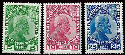 ** - Liechtenstein Nr. 1 x/3 X(Kreidepapier), - Briefmarken