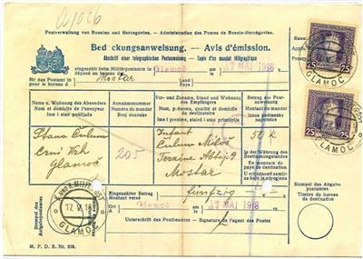 Poststück - Bosnien-Herzegowina 1917 - Nr. 131 (2 Stück) auf - Známky