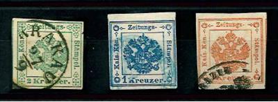 gestempelt - Österr. Zeitungsstempelm. Nr. 2I und 2 weitere Werte, - Stamps