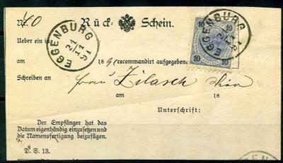 Österr. 1891 - portofreier Notariatsbrief mit bezahlter Rekogebühr (Nr.54, - Francobolli