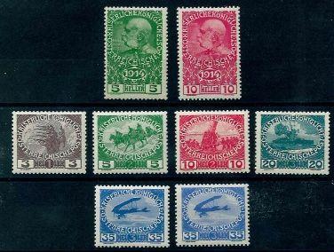 ** - Österr. Nr. 178/83 u. 184a und b (35 Heller ultramarin und hellultramarien - 2 Auflgn.), - Stamps