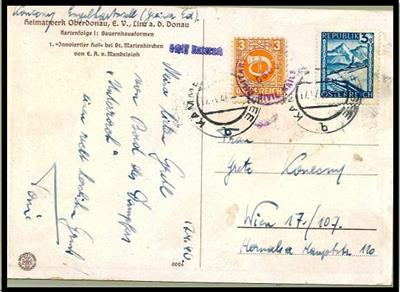 Österr. 1946 - Rekobrief von Kammer am Attersee nach Wien aus 1946 mit vorders. L1 "Schiff Unterach", - Stamps