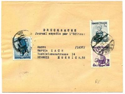 Österr. 1950 - Drucksache zu ermäßigter - Briefmarken