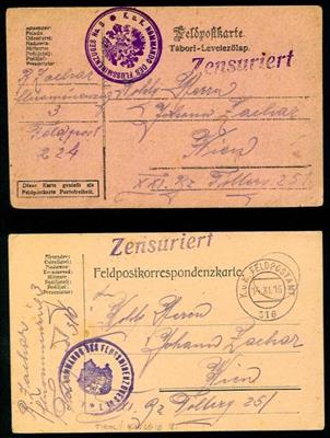 Österr. Feldpost WK I - 5 Karten des FLUSSMINENZUGES Nr.3 über die FPA 224 u. 316 u. 103 u. 170 u. 101 - versch. Erh., - Stamps