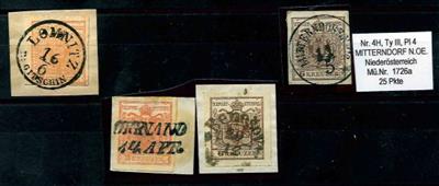 Österr. Nr. 3 H auf Briefstück mit schwarzblauem Stpl. DIGNANO (Mü. Nr. 519 b , - Stamps