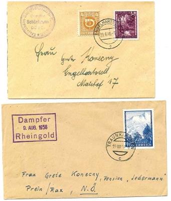 Österr. Partie Poststücke aus 1946/1958 mit DDSG - Nebenstempeln, - Francobolli