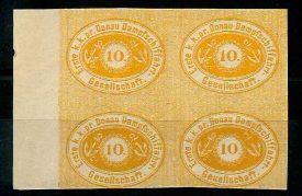(*) - Österr. DDSG-ND 10 Kreuzer in ungez. Viererbl. orange, - Stamps