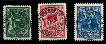gestempelt - Liechtenstein Nr. 116/18 mit sitzenden gestempelt von Triesenberg, - Stamps