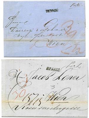 2 Taxbriefe aus Rußland nach Wien aus 1857/62 - je Herkunftsstpl. "RUSSIE", - Známky