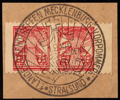 Briefstück - Sowjet. Zone - Mecklenburg Vorpommern Nr. 18IbUs im waagrechten Paar auf Briefstück, - Stamps