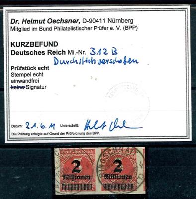 gestempelt - D.Reich Nr. 312 a U waagr. Paar - gepr. Infla Berlin, - Známky