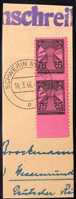 Briefstück - Sowjet. Zone - Meckelnburg Vorpommern Nr. 16Uu im senkrechten Paar mit Nr. 16Uw, - Známky
