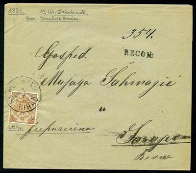 Bosnien 1881 - Nr. 7I auf rekom. Brief von BIHAC über BANJALUKA nach SARAJEVO, - Stamps