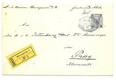 Poststück - Österr. Nr. 91 auf rekommandiertem Kuvert von Eisenstein 1 nach Prag, - Stamps