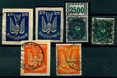 Briefstück/gestempelt - D.Reich Nr. 209 b u. 209 b WOR u. Nr. 217 a. u. b. je a. Briefstück u. 218 F II u. 218 a. Briefstück, - Stamps