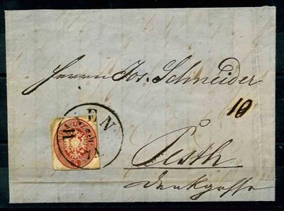 Österr. Ganzsachenausschnitte 1863 als Freimarken verwendet Ganzsachenausschnitte 5 Kreuzer rot, - Stamps