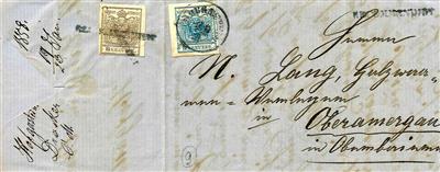 Poststück - Österr. Nr. 5 M + 4 M (rückseit.) auf rekommandiertem Faltbrief von HOFGASTEIN nach Oberammergau, - Stamps