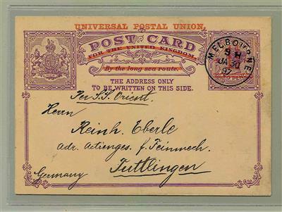 Australien - 1897 UPU-Postkarte - Briefmarken