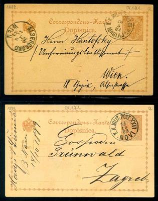 Poststück - Partie Bosnien 1882/1899 - Partie Korrespondenzkarten mit ausges. Abstempelungen, - Briefmarken