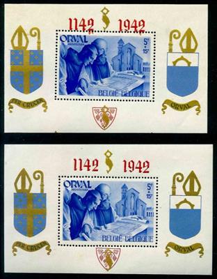 Belgien **/* - 1942 Orval 4 verschied. Privat-Blöcke mit Abarten wie verschobener Druck, - Stamps