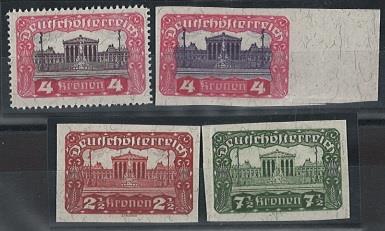 Republik Deutsch Österreich (*) - 1920 "Kärntner Abstimmung" 4 Probedrucke ohne Aufdruck, - Briefmarken