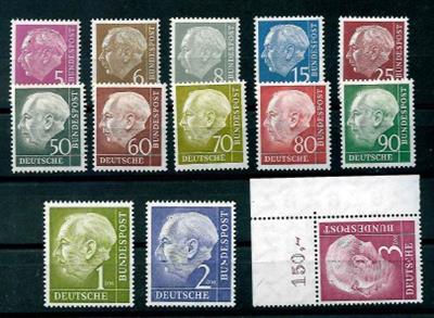 ** - BRD Nr. 189/196 und 5 versch. Werte der Heuss - Ausg., - Francobolli